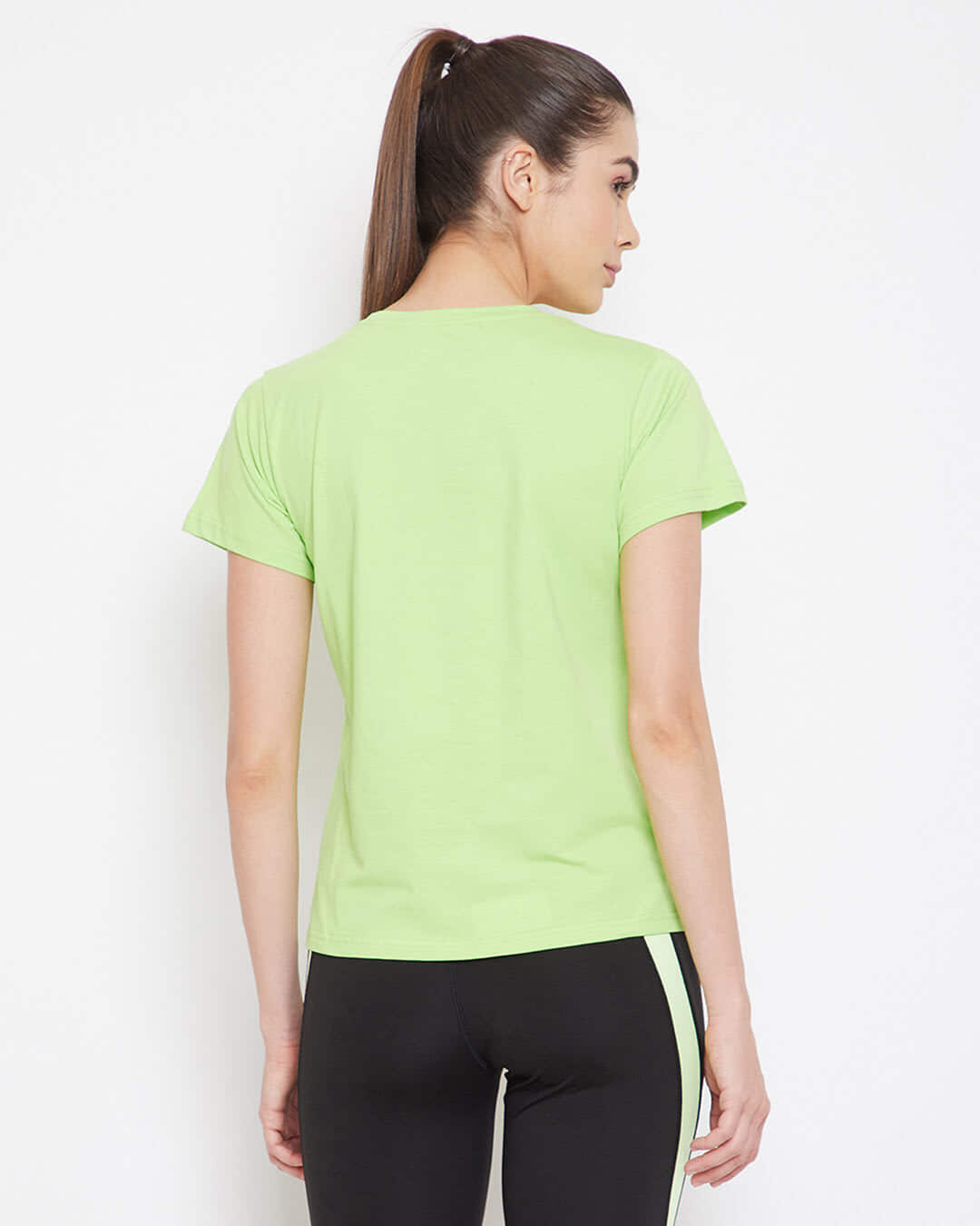 Shop Comfort Fit Active T-Shirt in Lime Green-Cotton Rich-Back