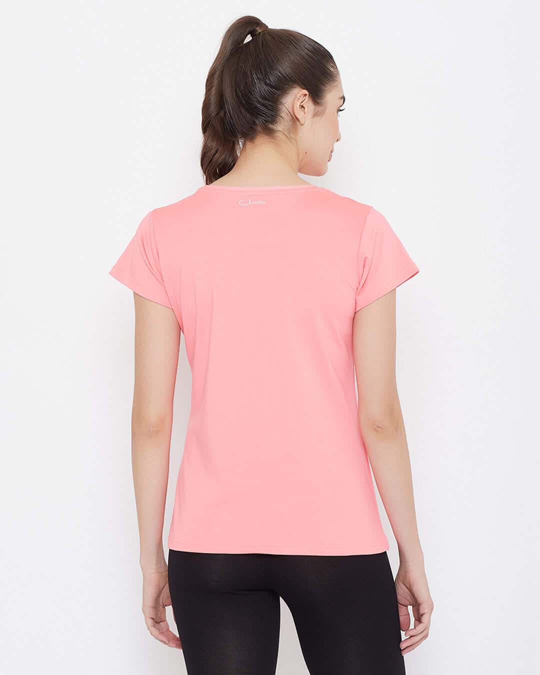 Shop Comfort Fit Active Text Print T-Shirt In Baby Pink Cotton Rich-Back