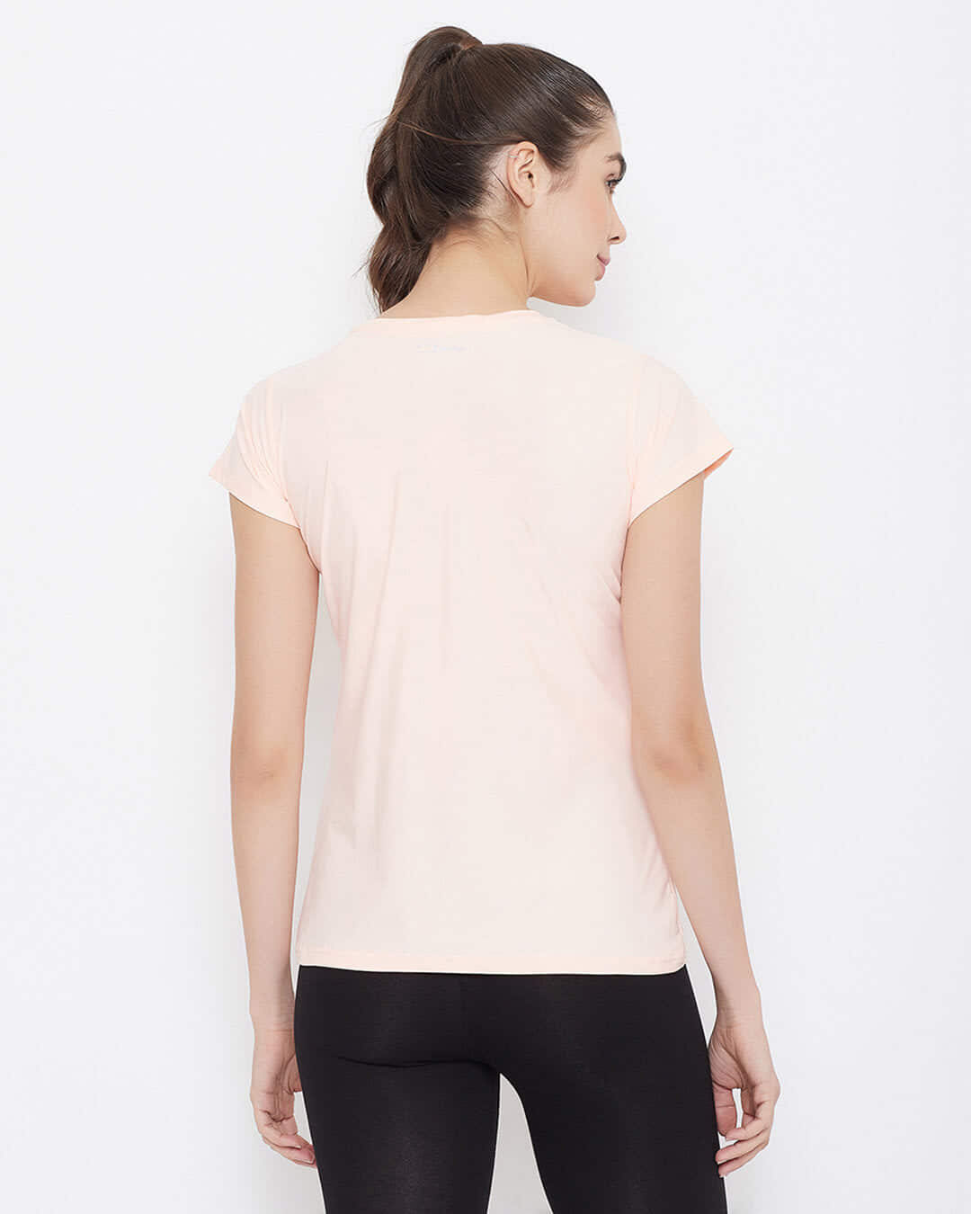 Shop Comfort Fit Active Text Print T-Shirt In Peach Cotton Rich-Back