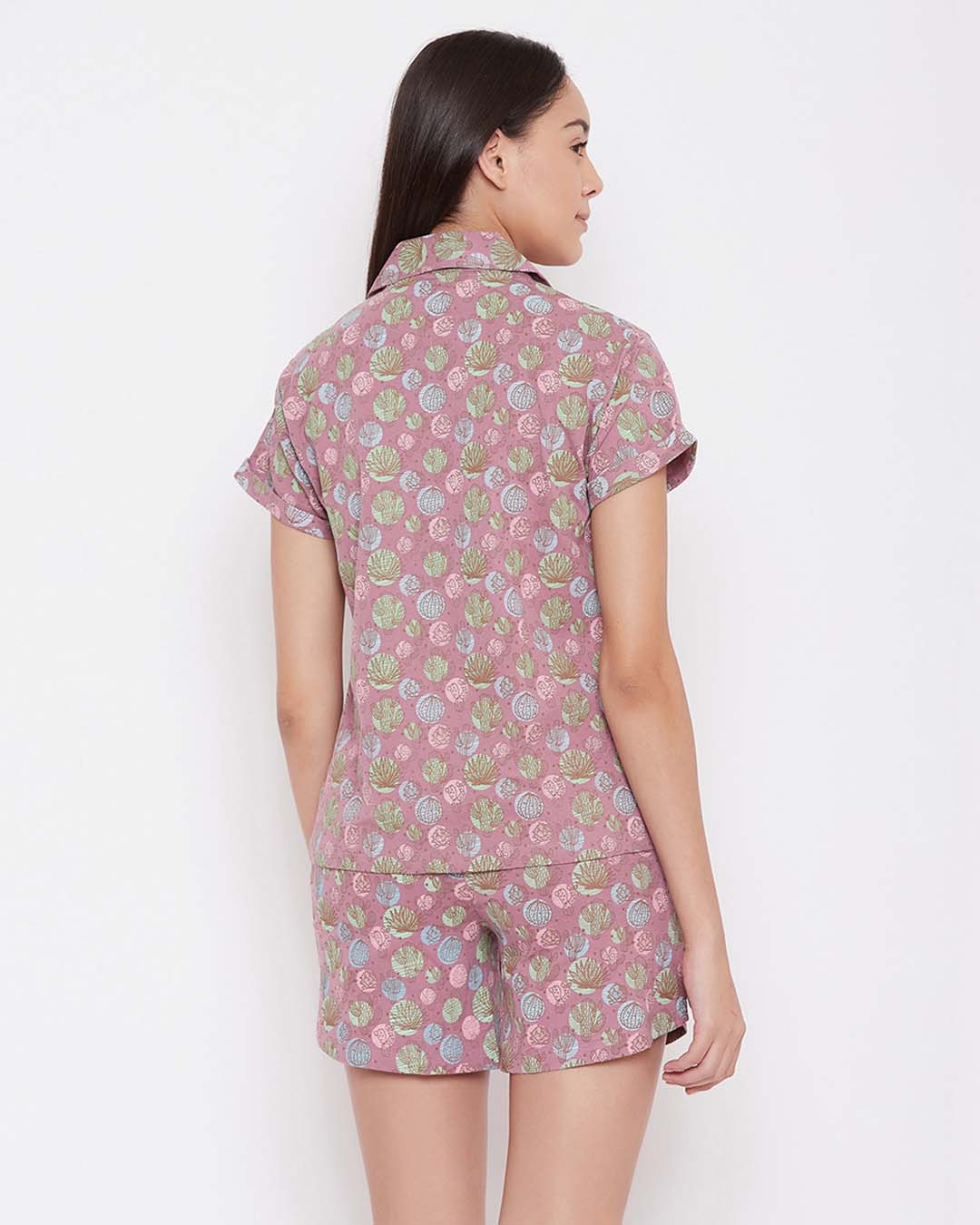 Shop Cool Cactus Shirt & Shorts In Dusty Pink-Back