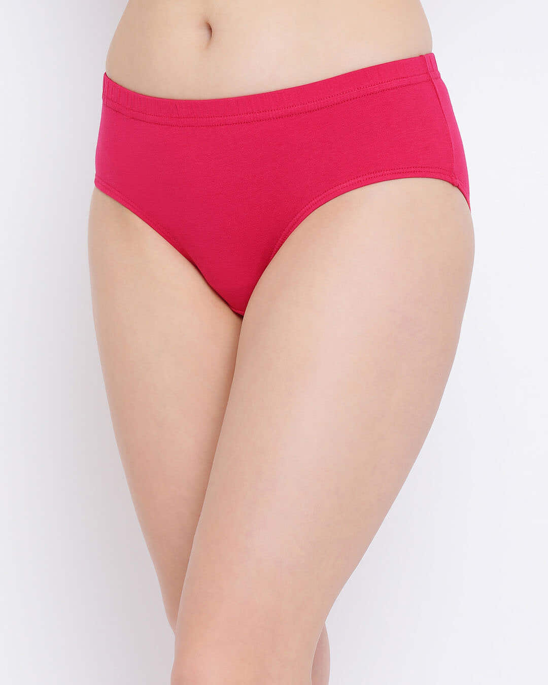 Buy Clovia Cotton Medium Waist Inner Elastic Hipster Panty Pink online