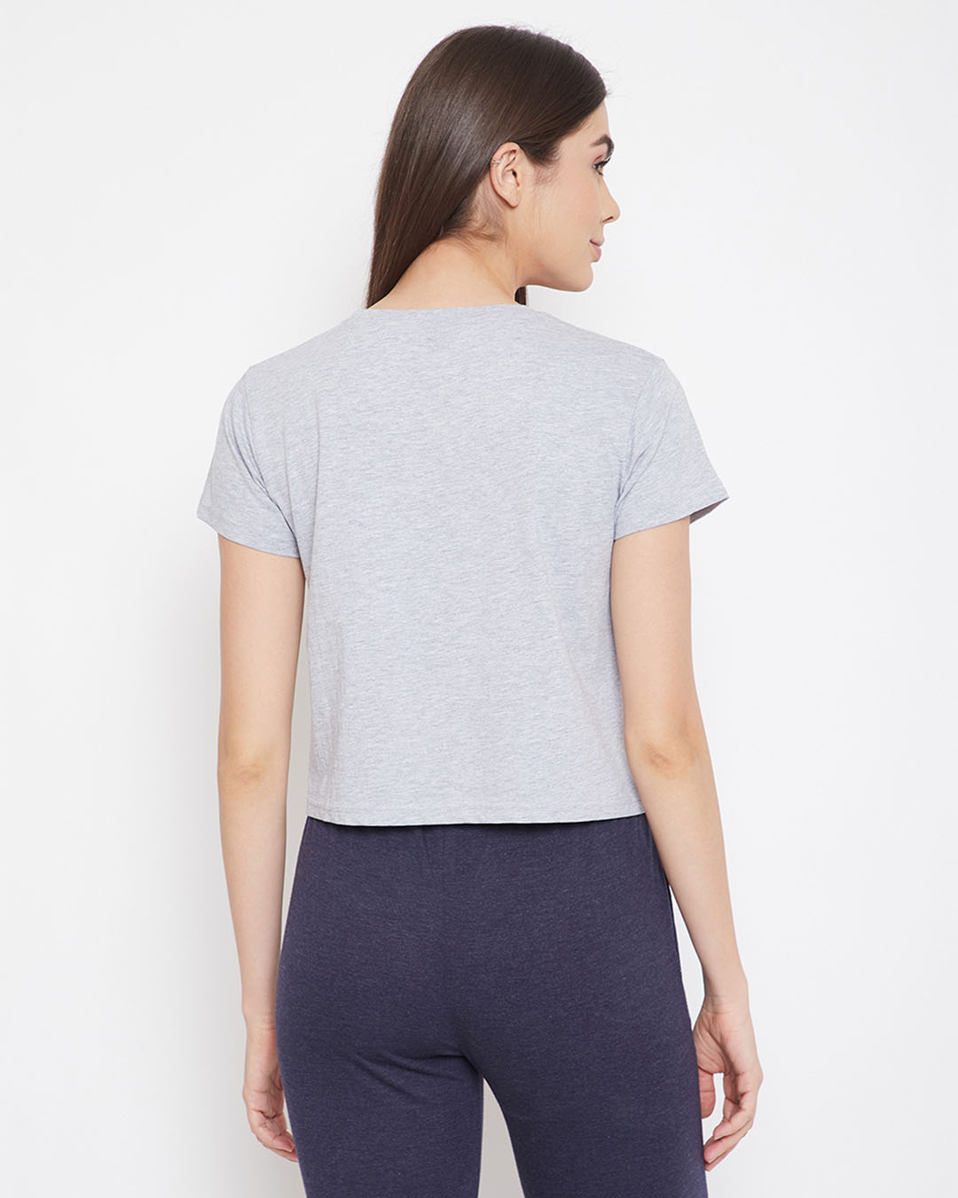 Shop Pack of 2 Cotton Chic Basic Cropped Sleep T-shirt - Grey & Blue-Back
