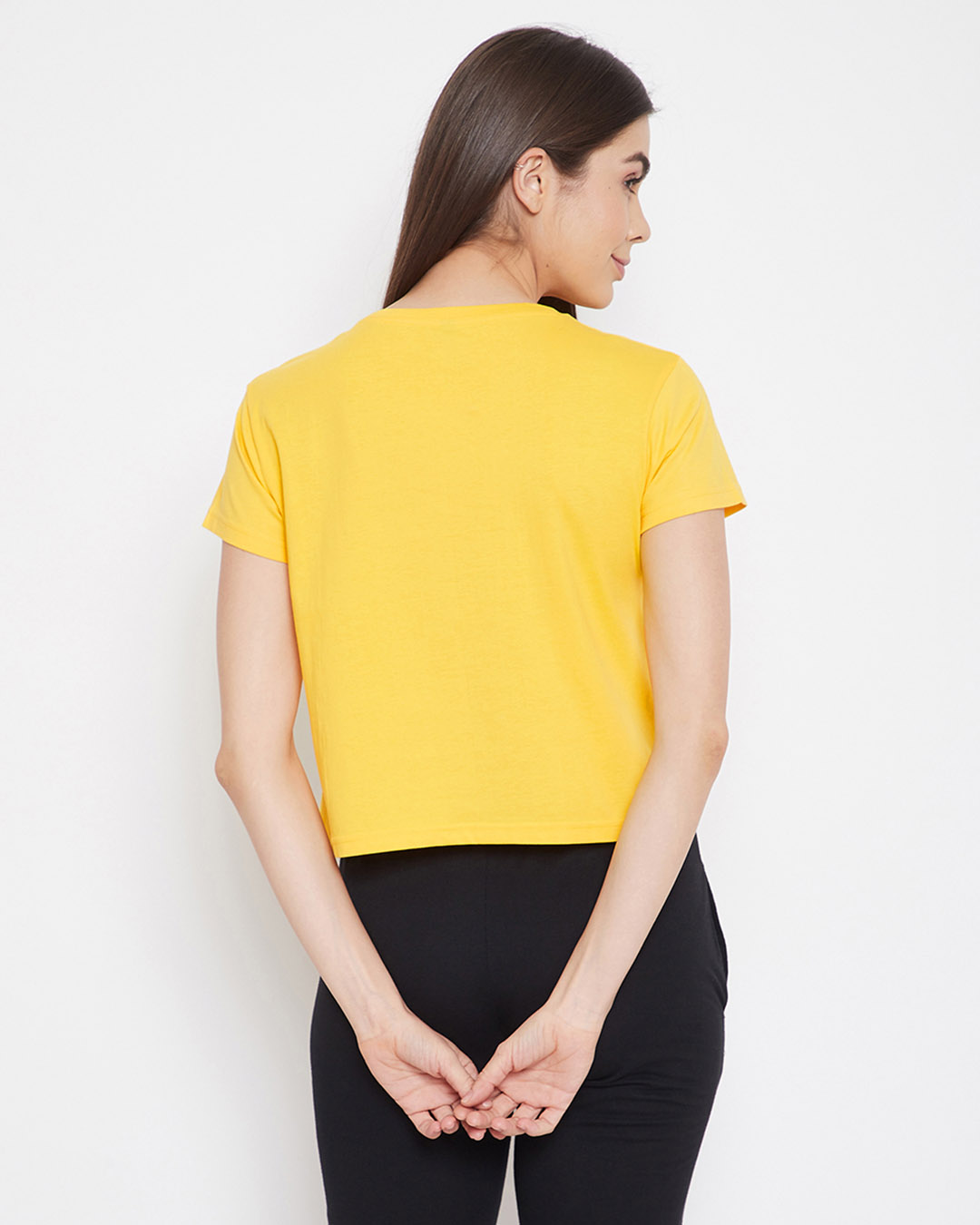 Shop Pack of 2 Cotton Chic Basic Cropped Sleep T-shirt - Yellow & Blue-Back