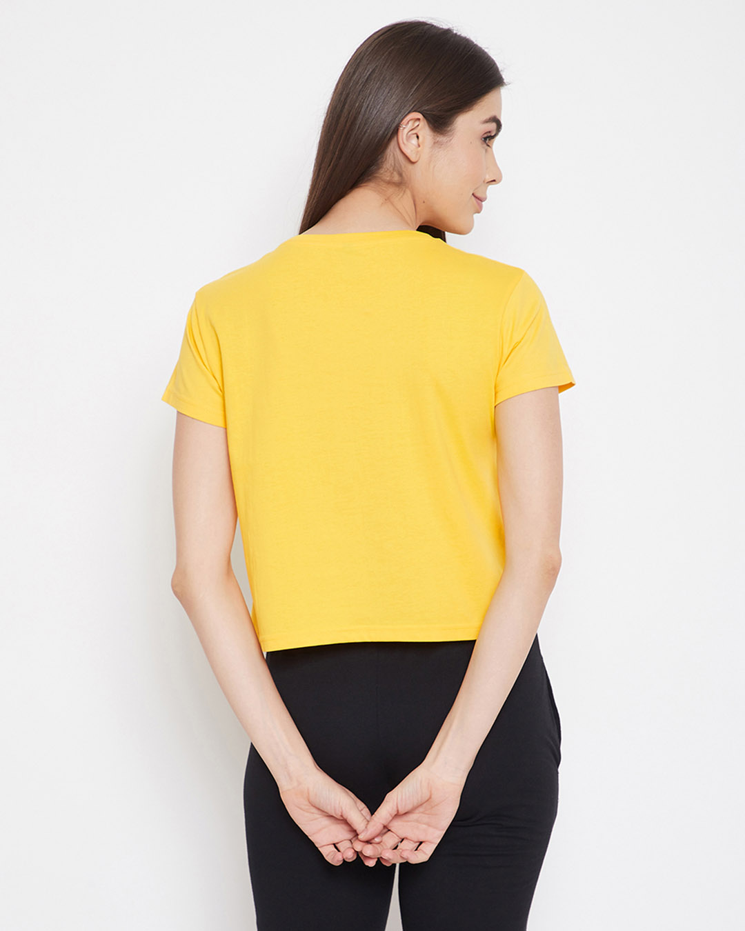 Shop Pack of 2 Cotton Chic Basic Cropped Sleep T-shirt - Yellow & White-Back