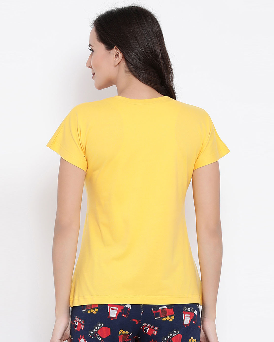 Shop Pack of 2 Cotton Text Printed Short Sleeve T-shirt - Yellow & Pink-Back