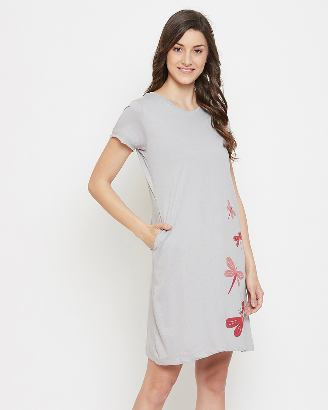 Shop Cotton Printed Short Nighty With Pocket-Back