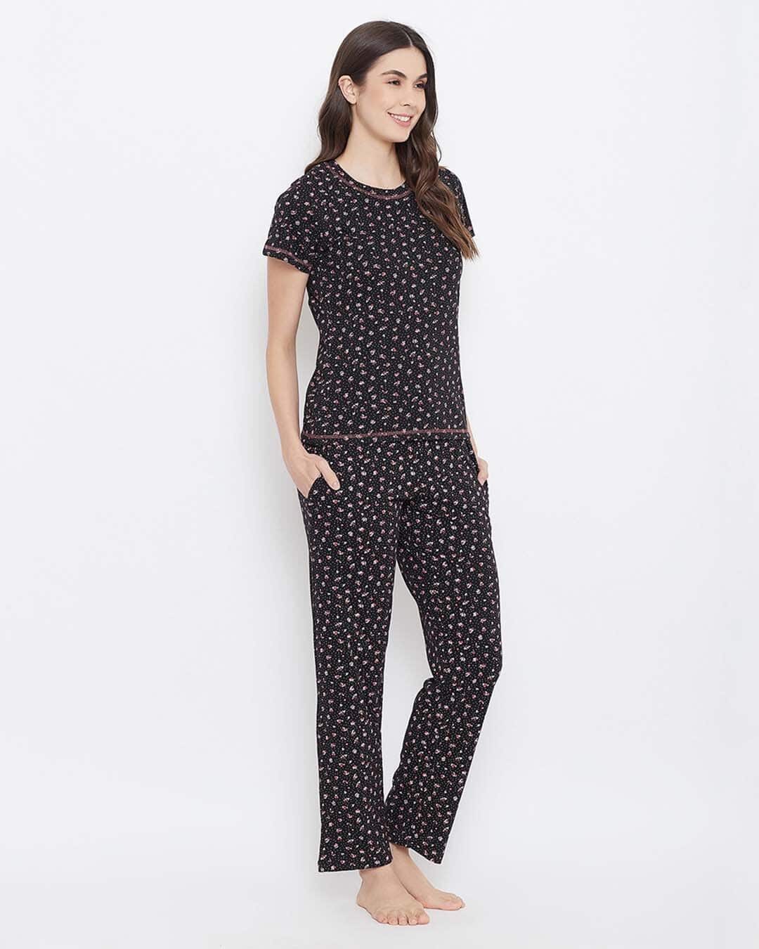 Shop Cotton Printed Top & Pyjama Set-Back