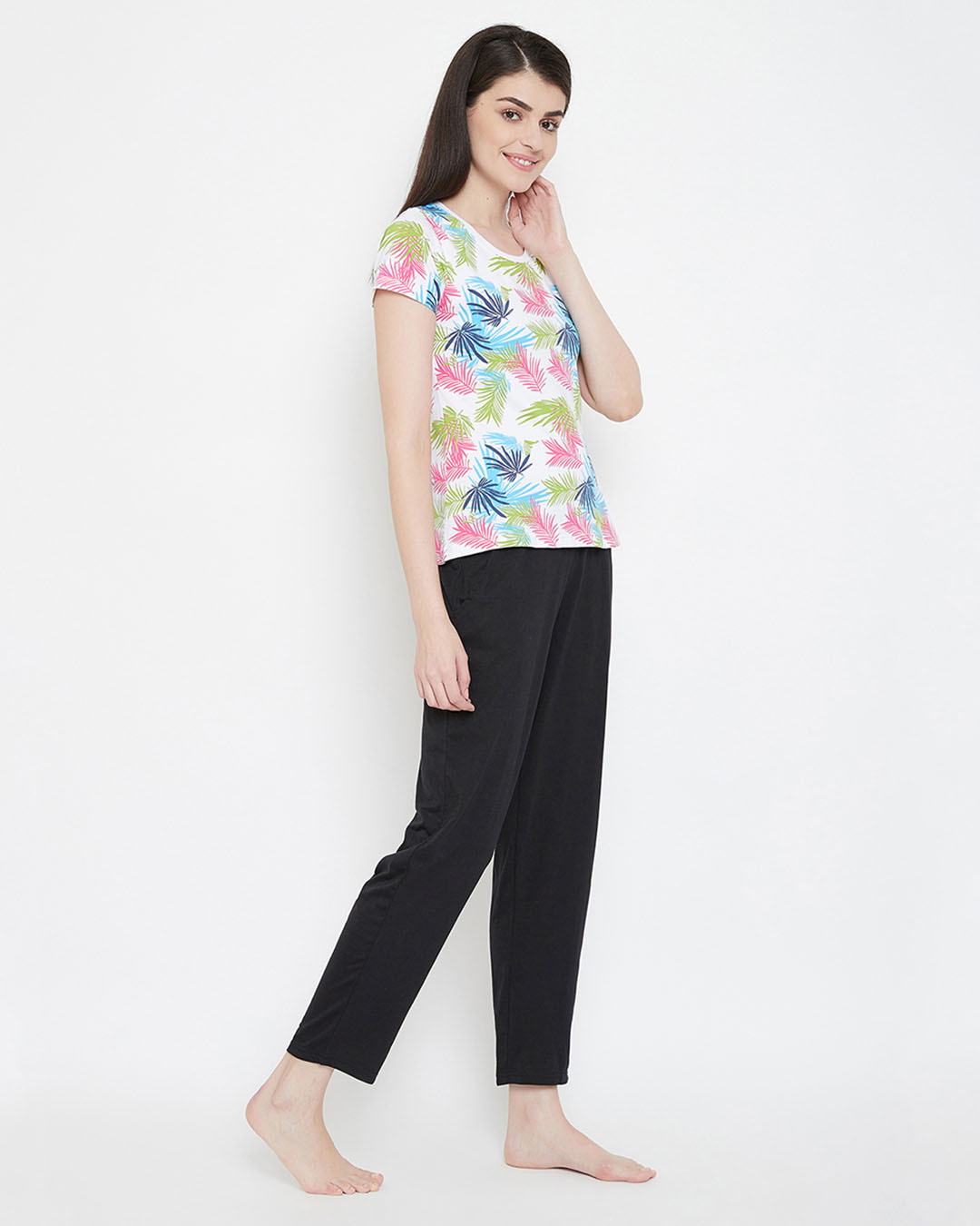 Shop Cotton Rich Floral Printed T Shirt Pyjama-Back