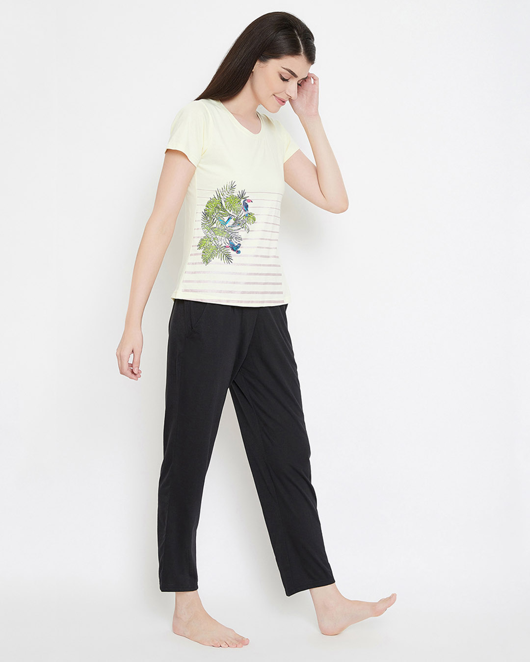 Shop Cotton Rich Printed T Shirt & Pyjama-Back