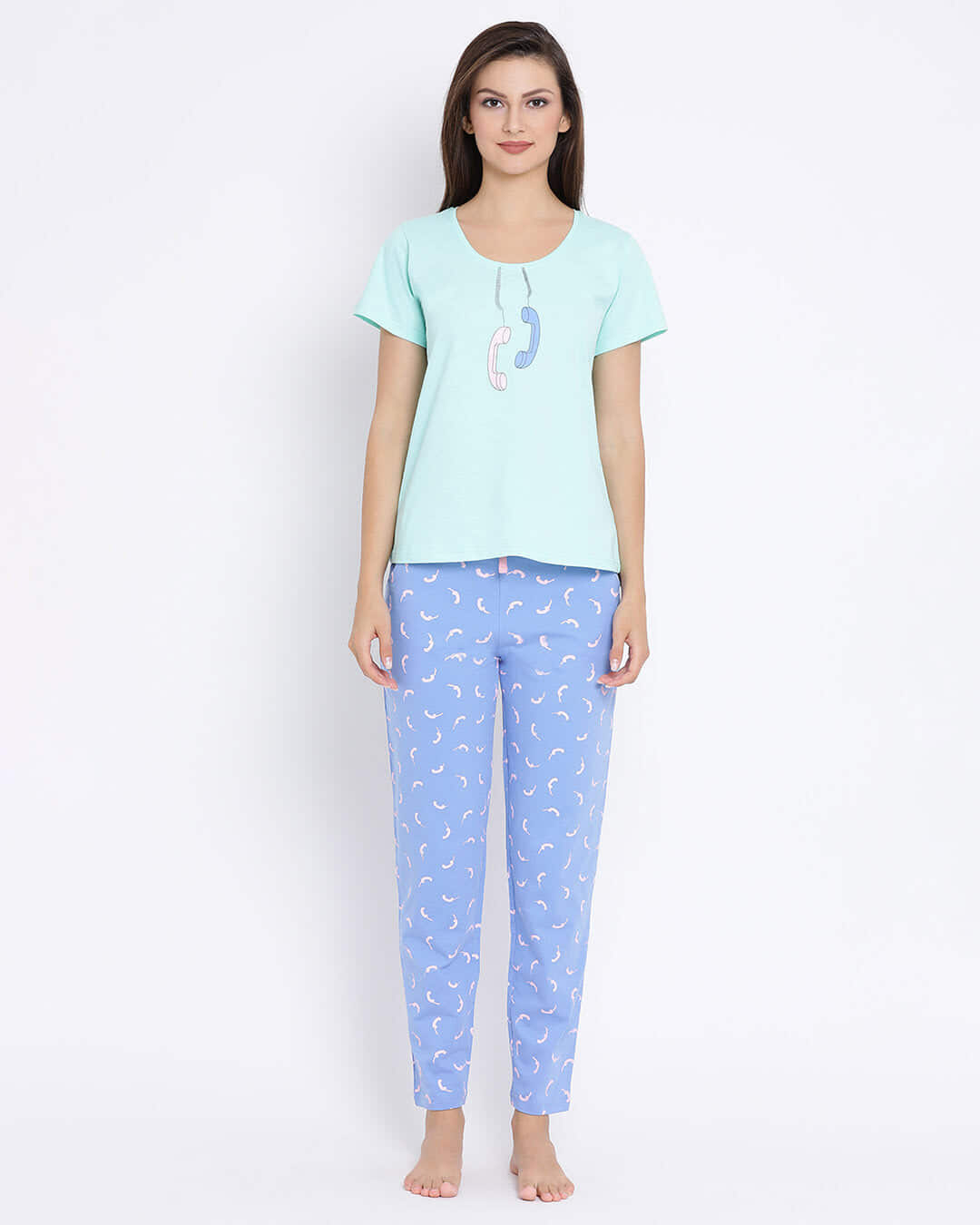 Shop Cotton Rich Printed Top & Pyjama-Front