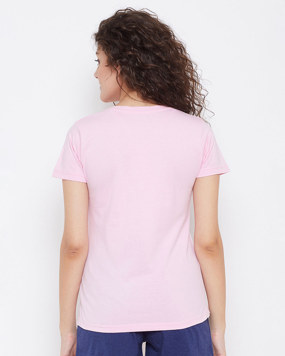 Shop Women's Pink Printed Round Neck T-shirt-Back