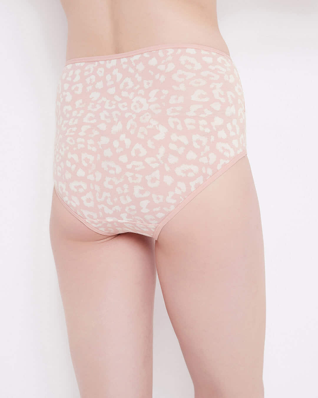 Shop High Waist Animal Print Hipster Panty With Lace Waist In Pink-Back