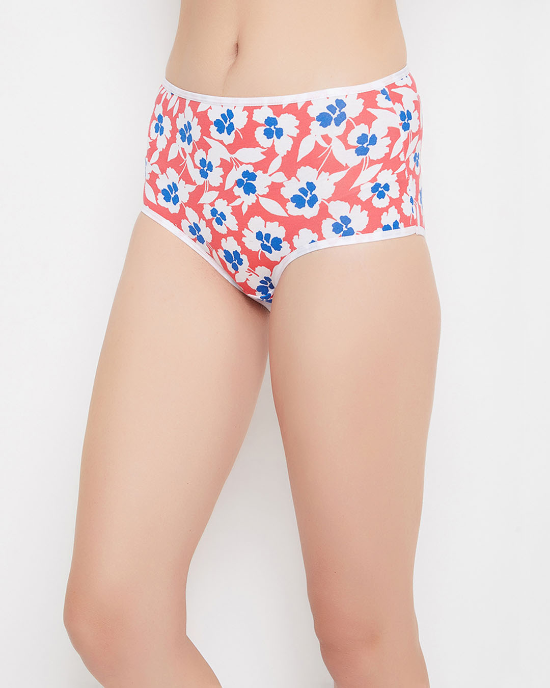 Shop High Waist Floral Print Hipster Panty In Red   Cotton-Back