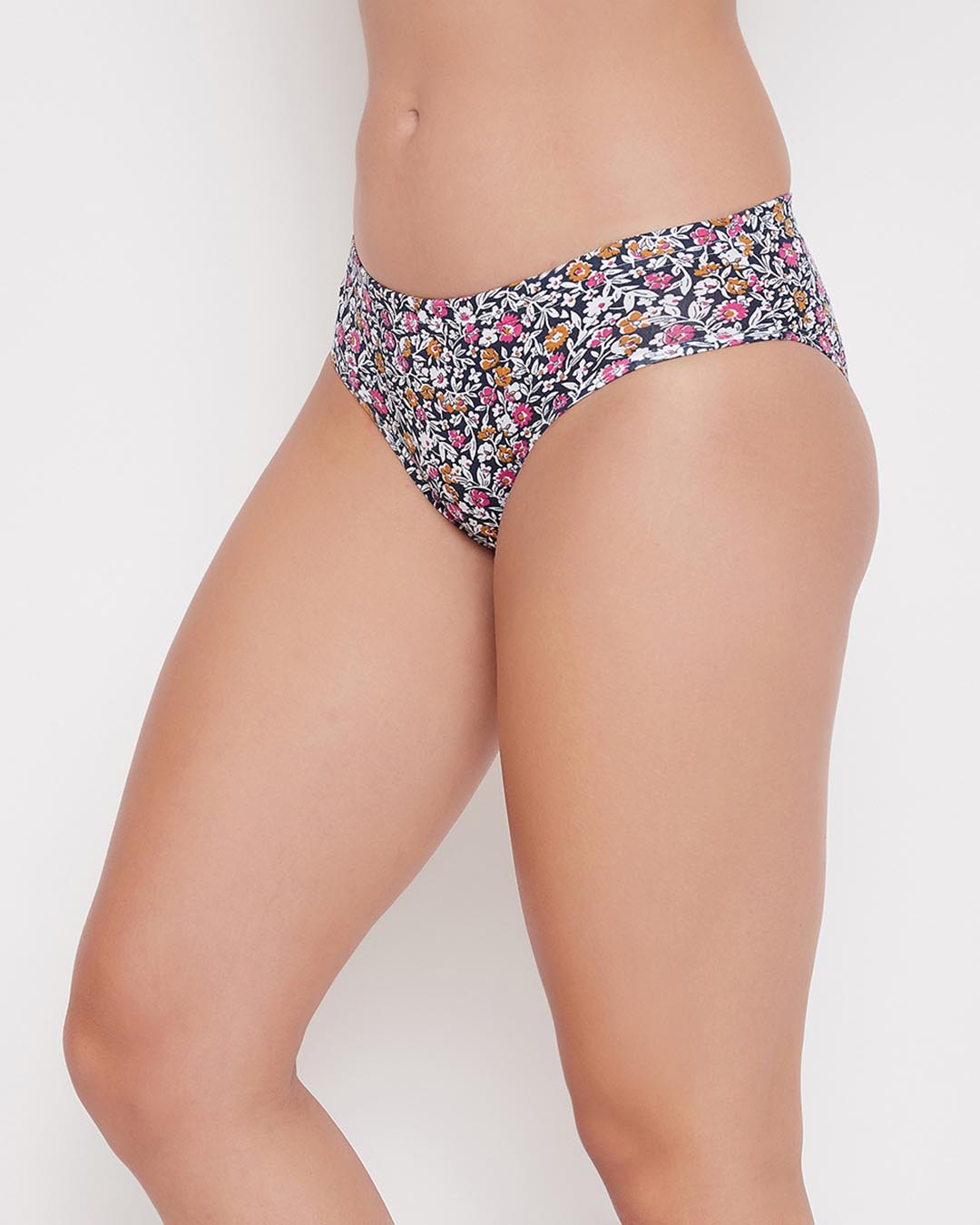 Shop Mid Waist Floral Print Hipster Panty With Inner Elastic In Multicolour   Cotton-Back