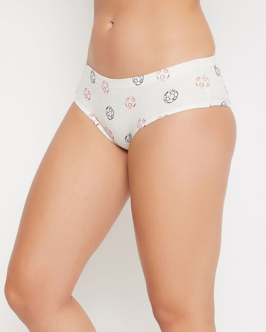 Shop Mid Waist Football Print Hipster Panty With Inner Elastic In Grey   Cotton-Back