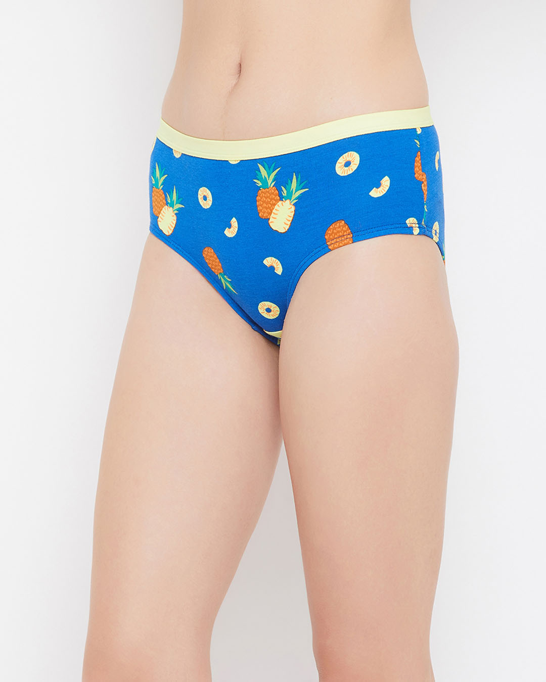 Shop Mid Waist Fruit Print Hipster Panty In Blue   Cotton-Back