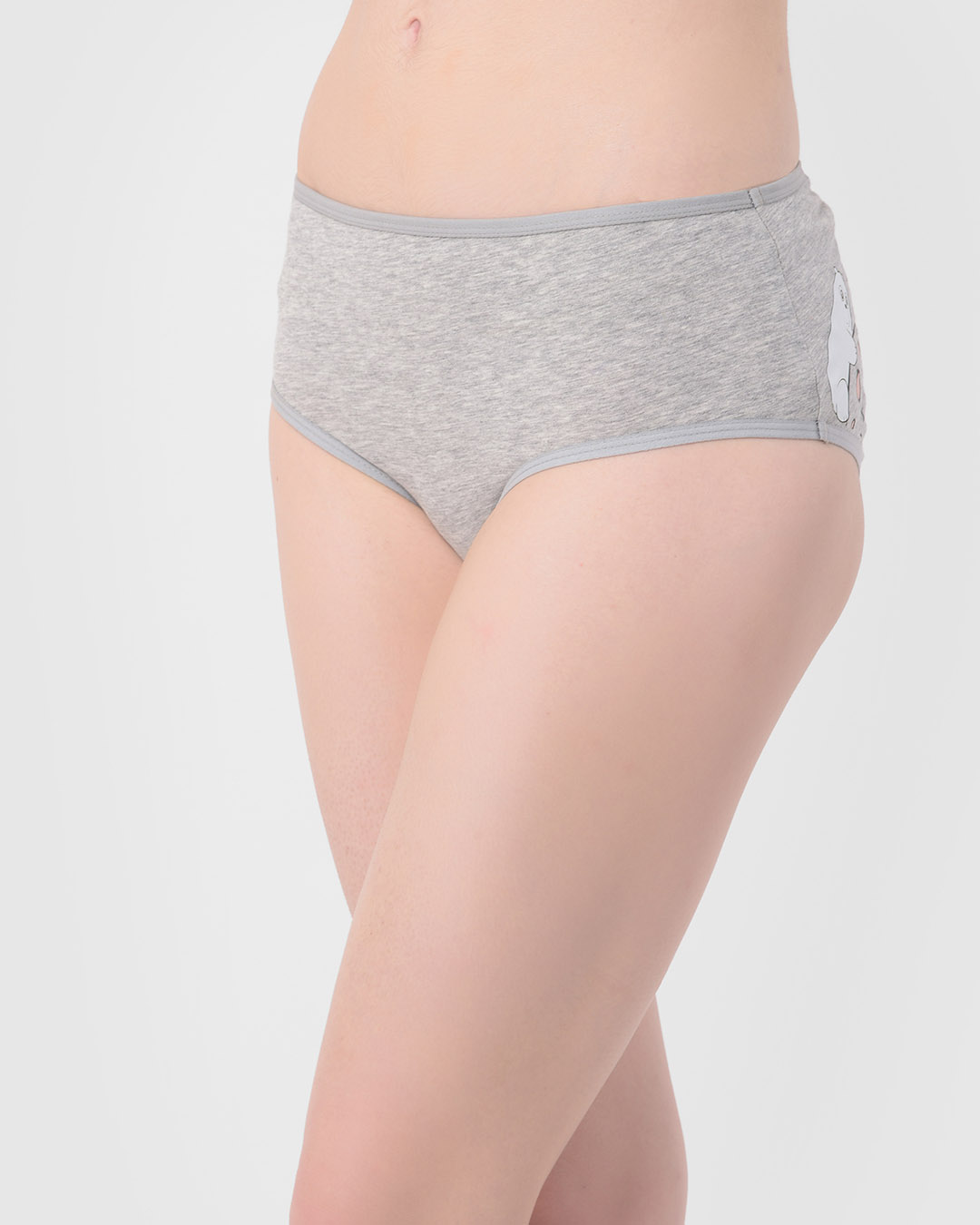 Shop Mid Waist Hipster Panty With Text & Graphic Print Back In Grey   Cotton-Back