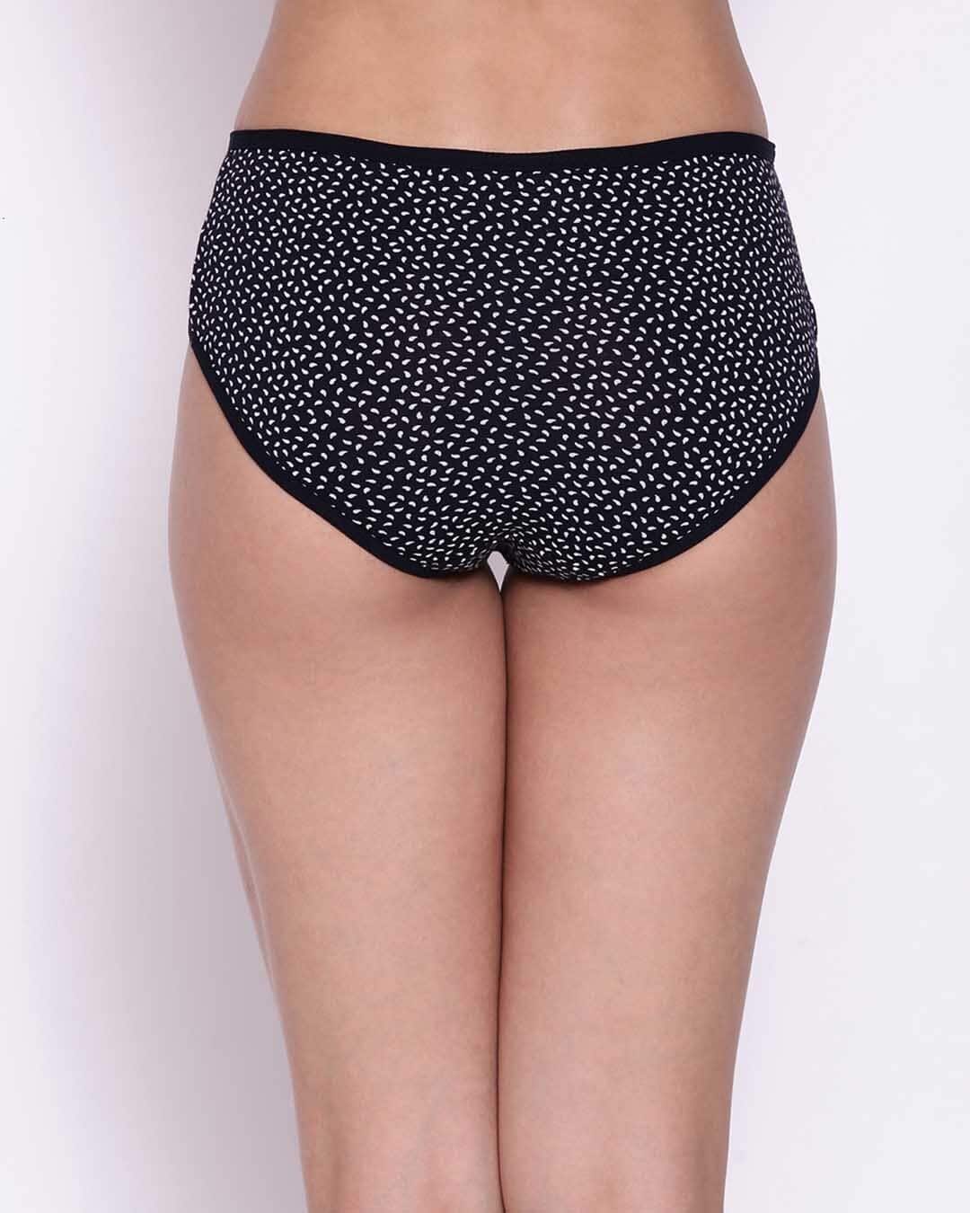 Shop Mid Waist Printed Hipster Panty In Navy-Back