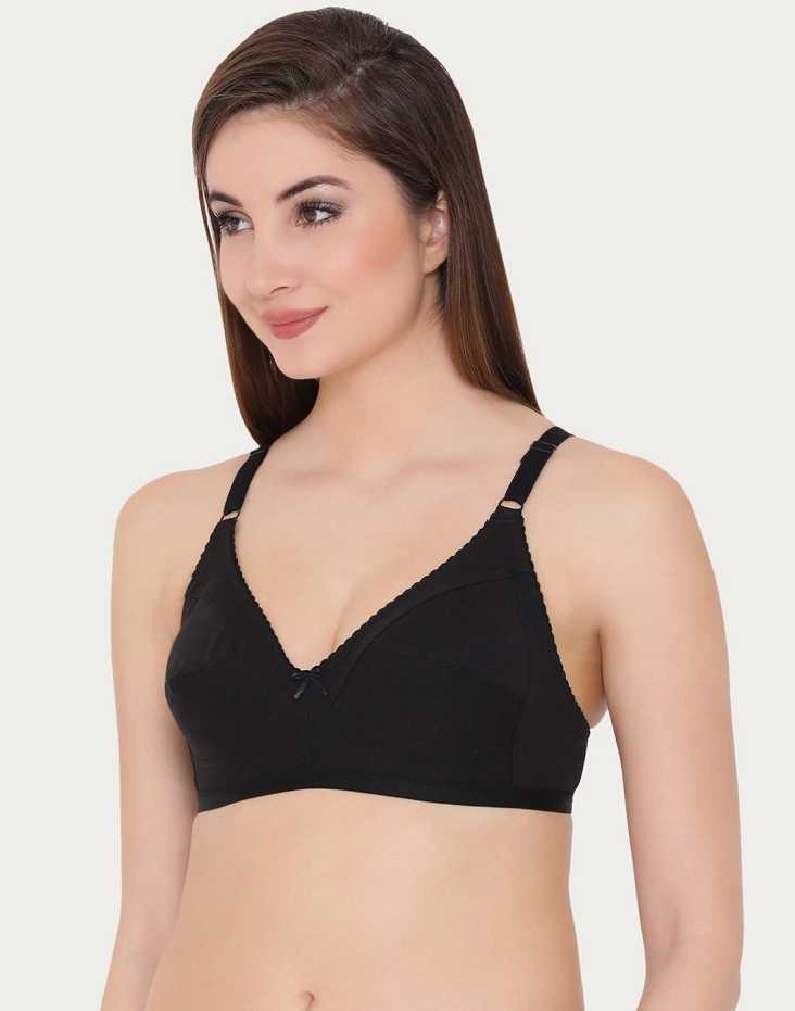 Shop Non Padded Full Support Bra In Black   Cotton Rich-Back