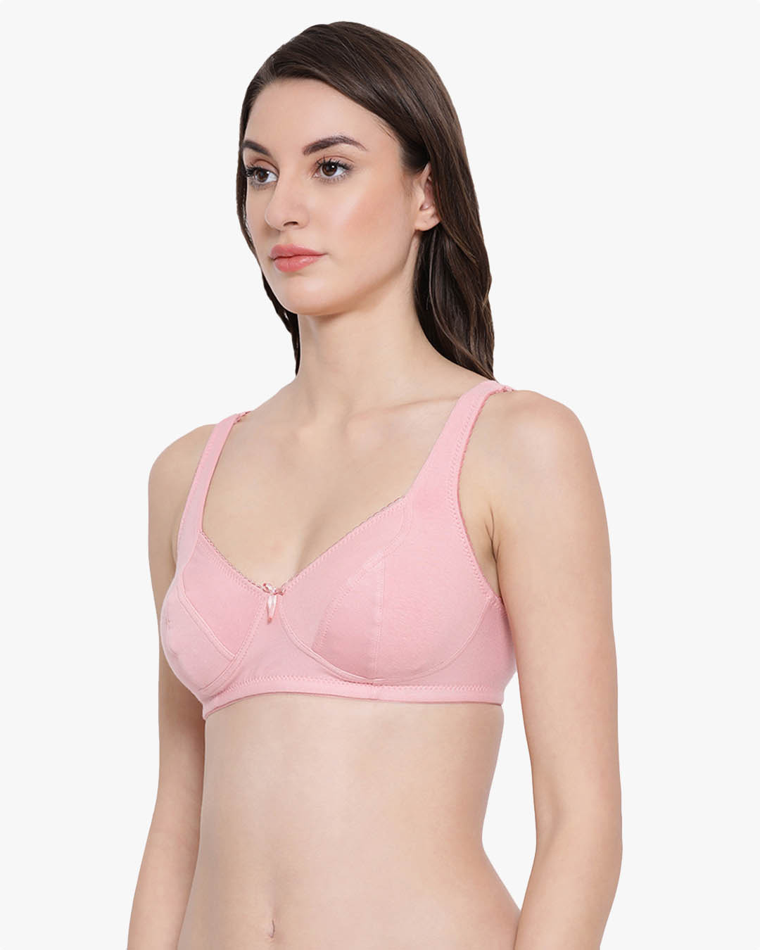 Shop Non Padded Non Wired Full Coverage Bra In Light Pink   Cotton-Back