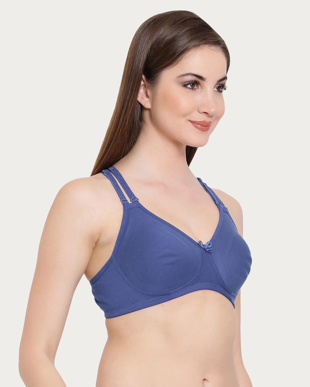 Shop Non Padded Non Wired Full Coverage Multiway T-Shirt Bra In Blue Cotton Rich-Back