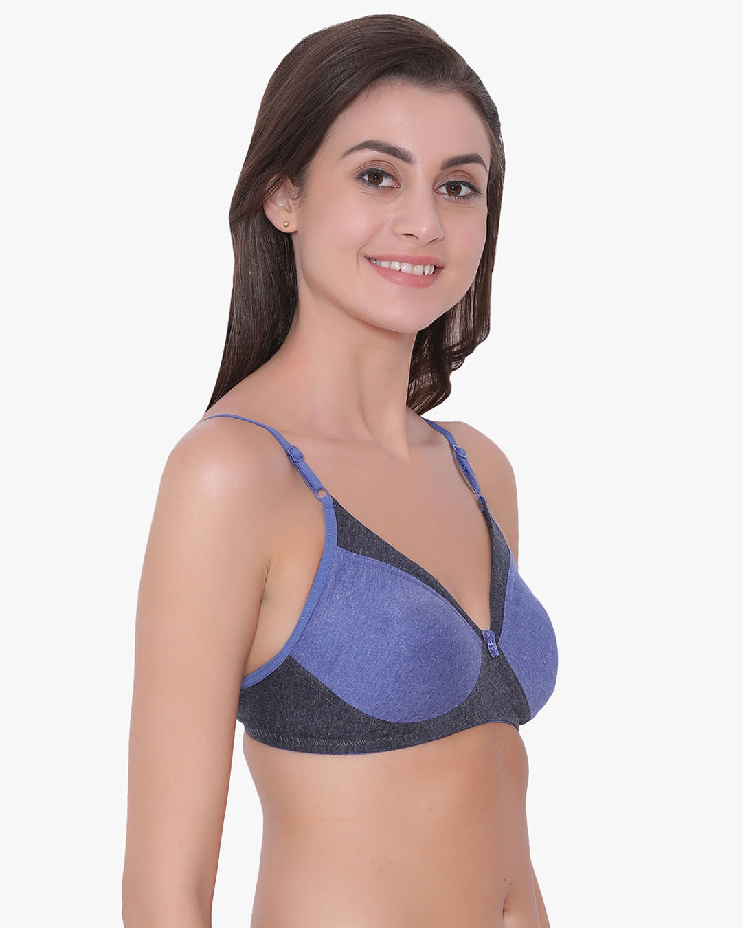 Shop Non Padded Non Wired Full Coverage T Shirt Bra In Navy   Cotton Rich-Back