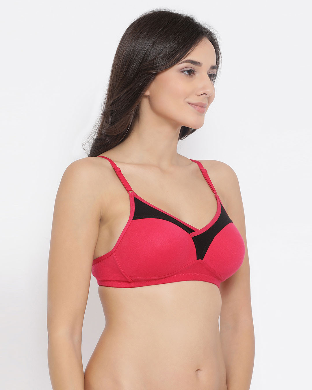 Shop Non Padded Non Wired Full Coverage T-Shirt Bra In Pink Cotton Rich-Back
