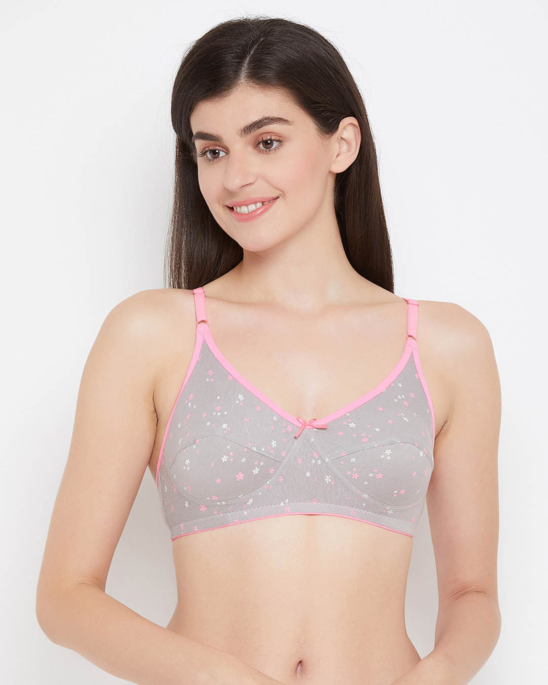 Buy Clovia Non Padded Non Wired Full Cup Floral Print Bra In Grey Cotton Online In India At 2751