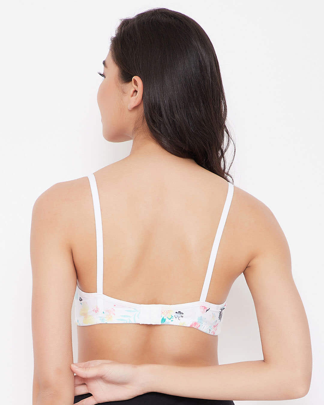 Shop Non Padded Non Wired Full Cup Printed Bra In White   Cotton-Back