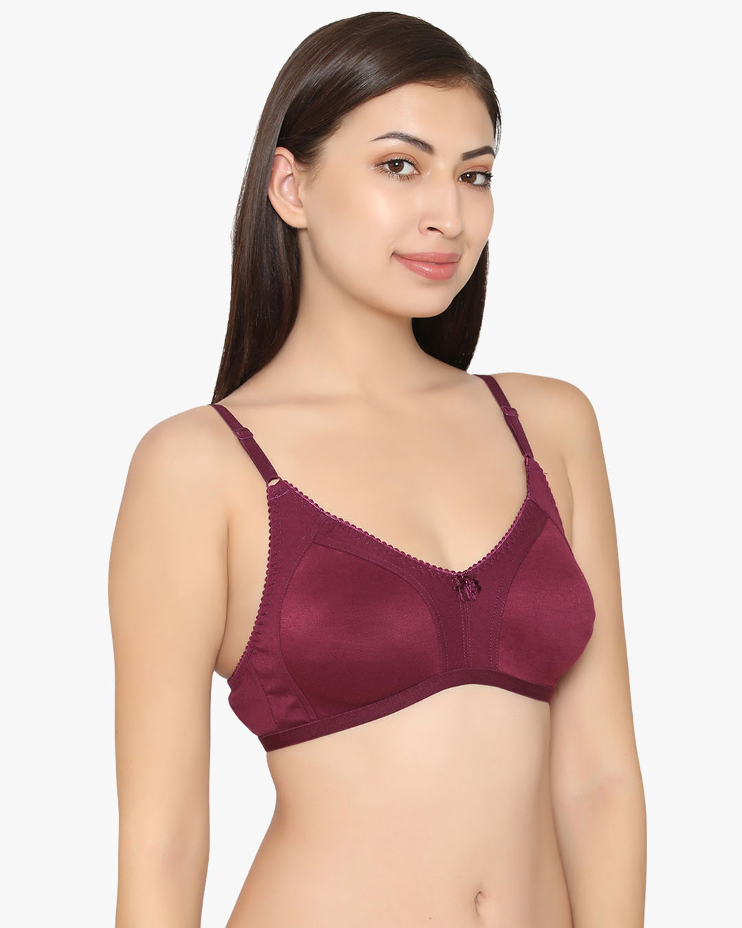 Shop Non Wired Full Coverage Spacer Cup T-Shirt Bra In Purple Cotton Rich-Back
