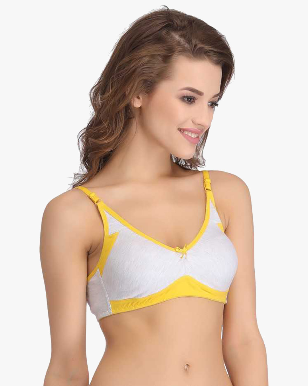 Shop Non Wired Non Padded Full Cup T-Shirt Bra In Grey Cotton-Back