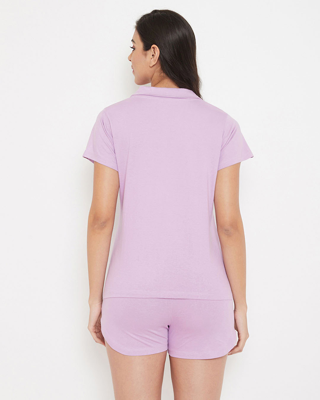 Shop Owl Print Button Me Up Shirts & Shorts In Lilac-Back