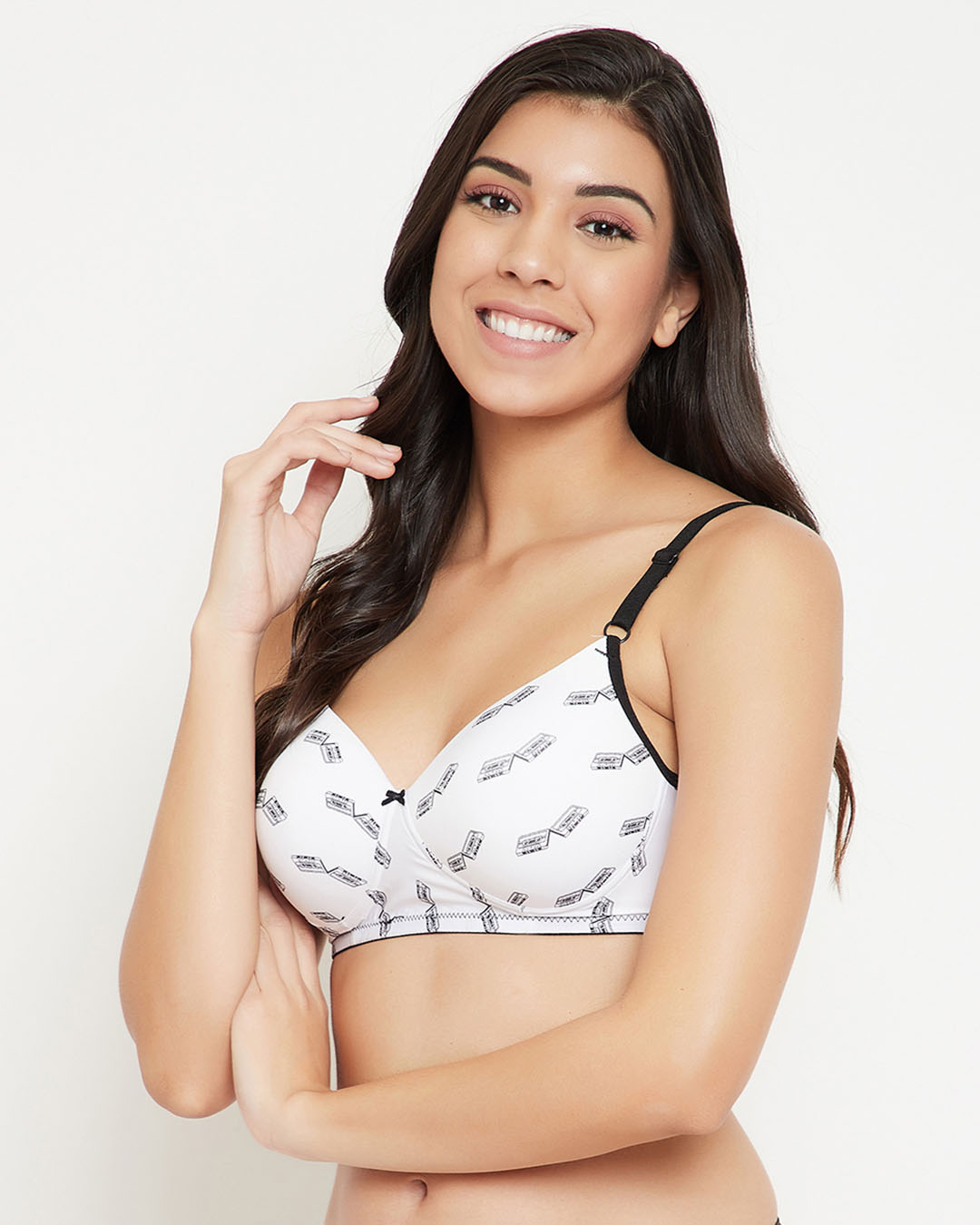Shop Padded Non Wired Full Coverage Printed T-Shirt Bra-Back