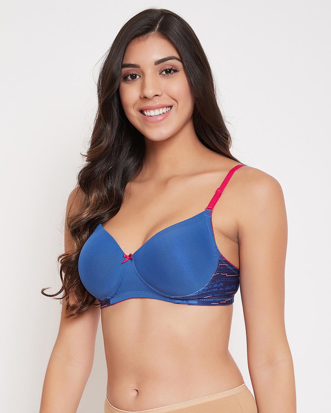 Shop Padded Non Wired Full Cup Multiway T-Shirt Bra In Electric Blue-Back