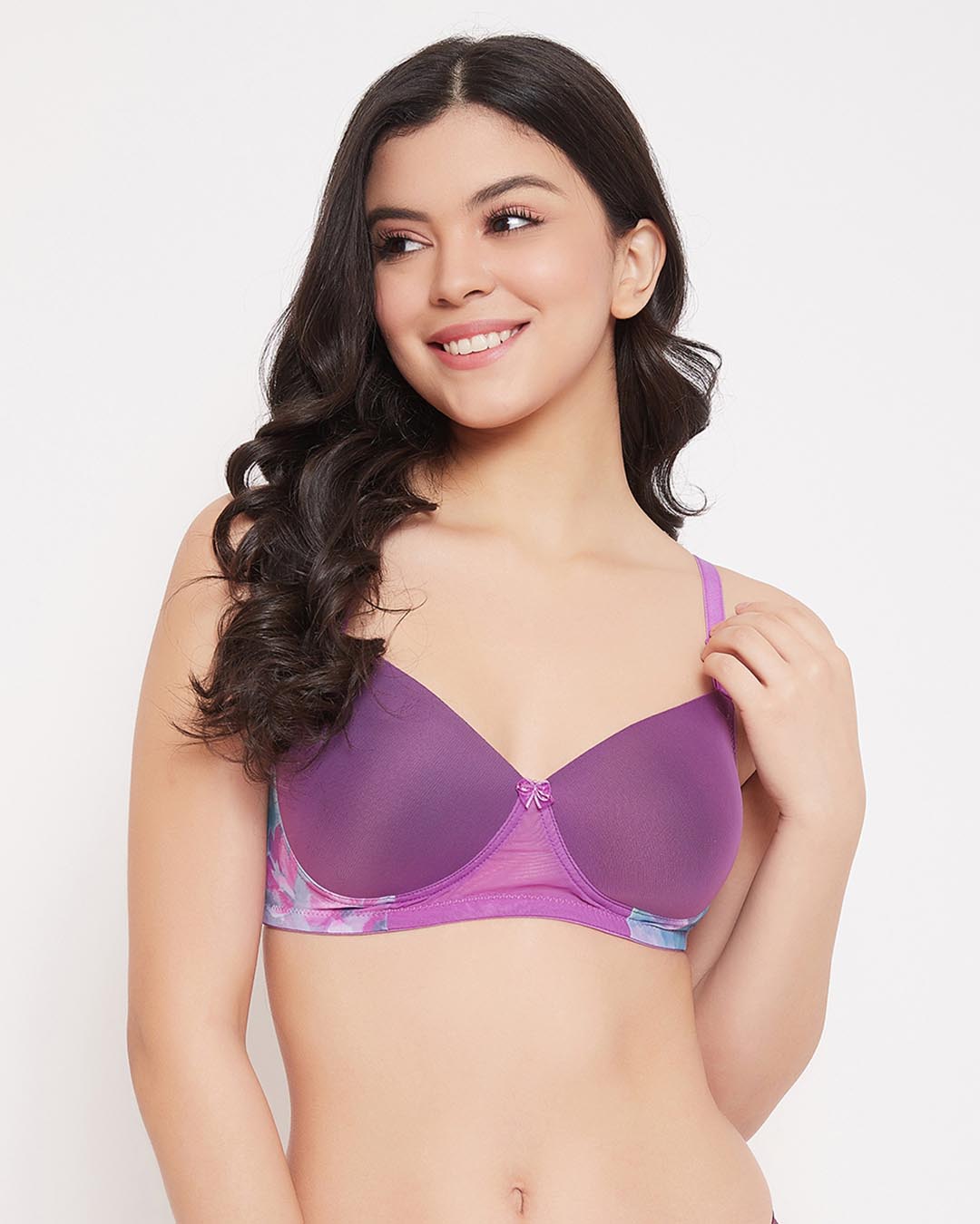 Buy Padded Non Wired Full Cup Multiway T-Shirt Bra In Purple