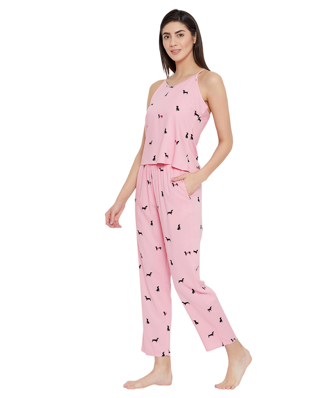 Shop Paw Fect Top & Pyjama Set In Light Pink  Cotton-Back