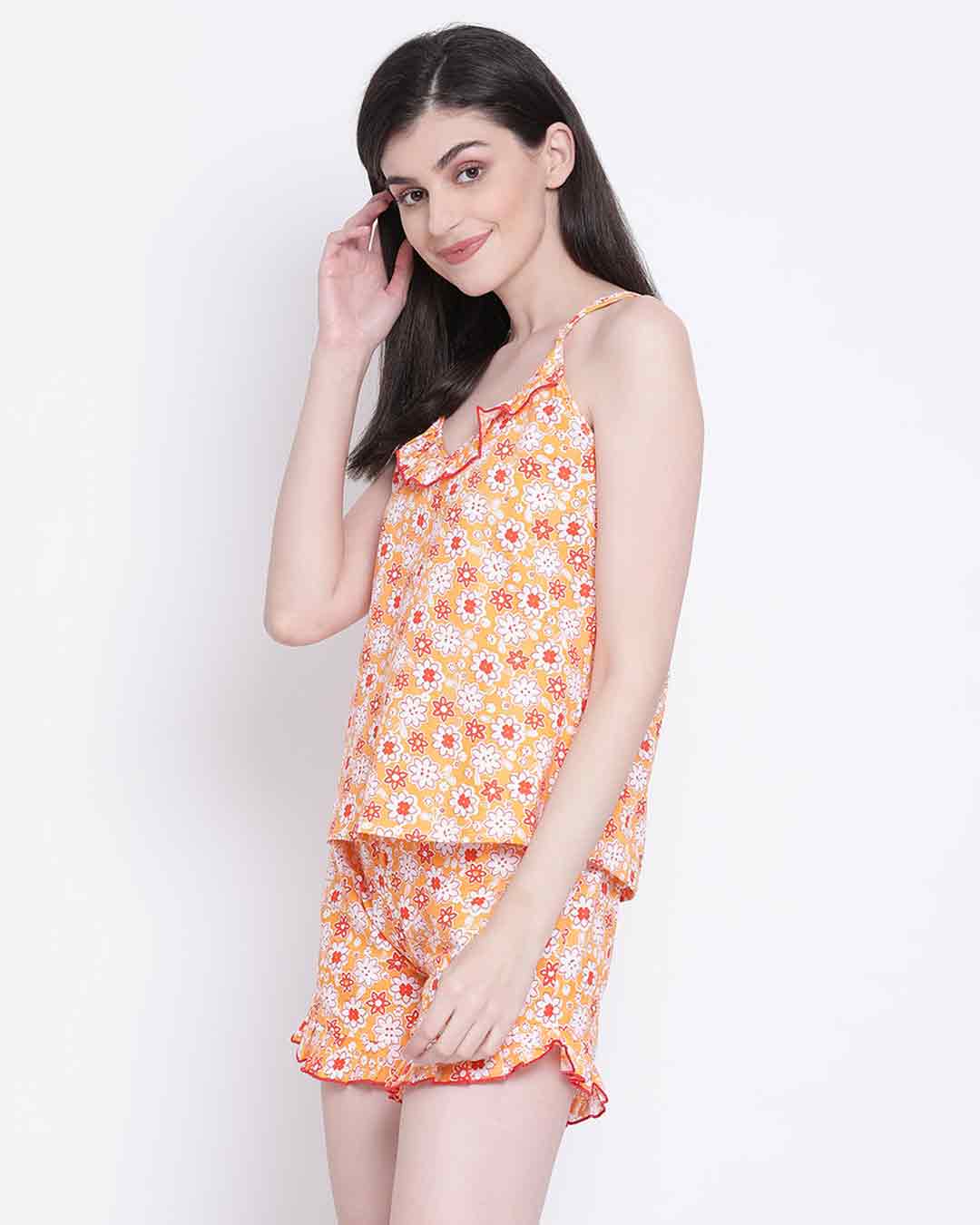 Shop Pretty Florals Cami Top & Shorts In Light Pink-Back