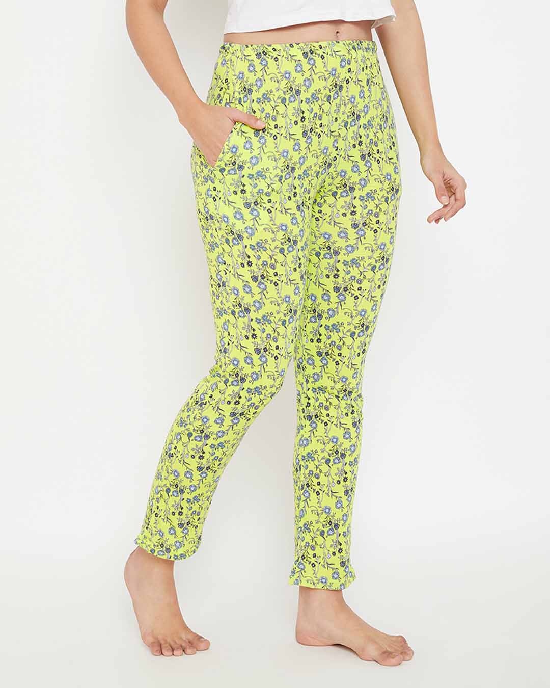 Shop Pretty Florals Pyjamas In Lemon Yellow-Back