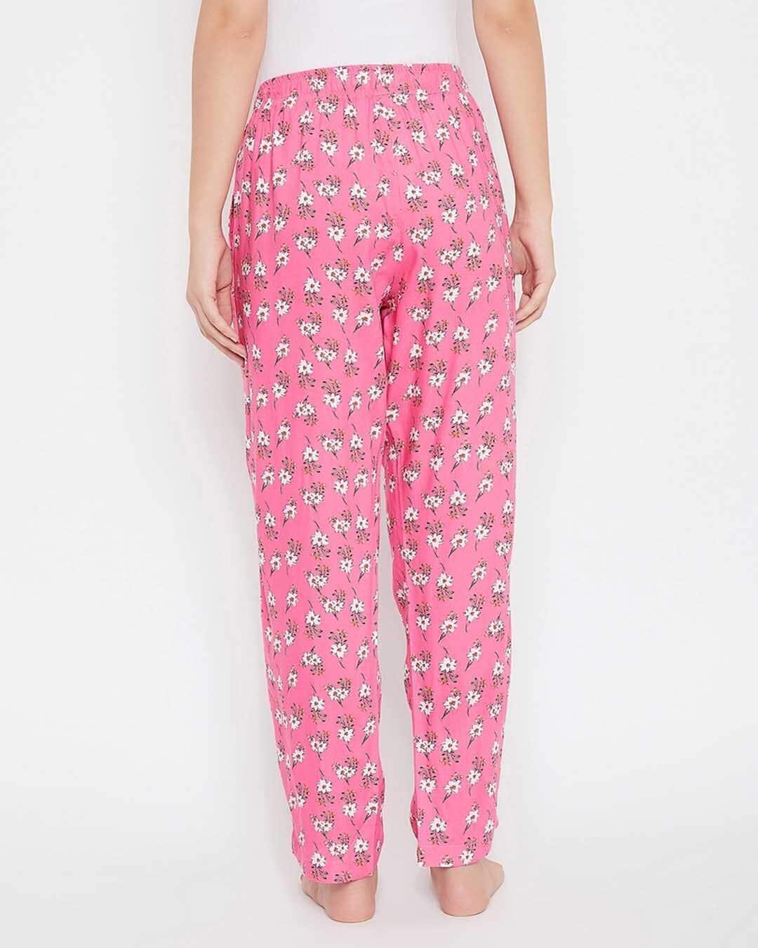 Shop Pretty Florals Pyjamas In Pink   Rayon-Back
