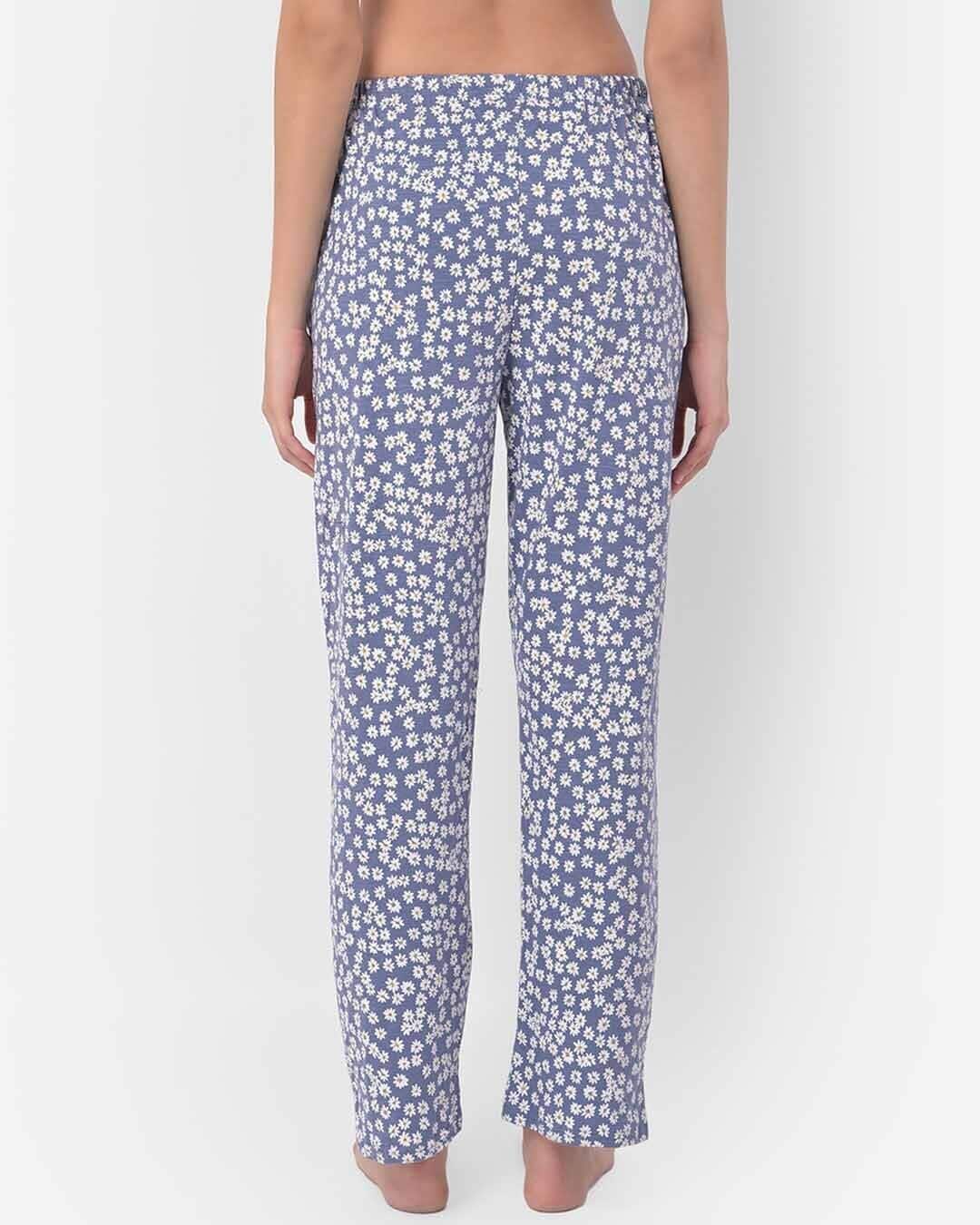 Shop Pretty Florals Pyjama In Powder Blue   Cotton-Back