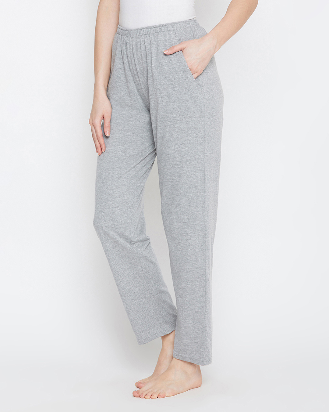 Shop Women's Grey With Elastic Waistband Pyjamas-Back