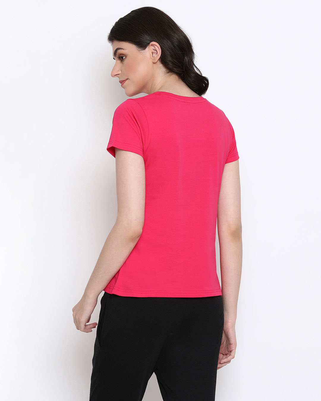Shop Quirky Text Top In Dark Pink   Cotton-Back