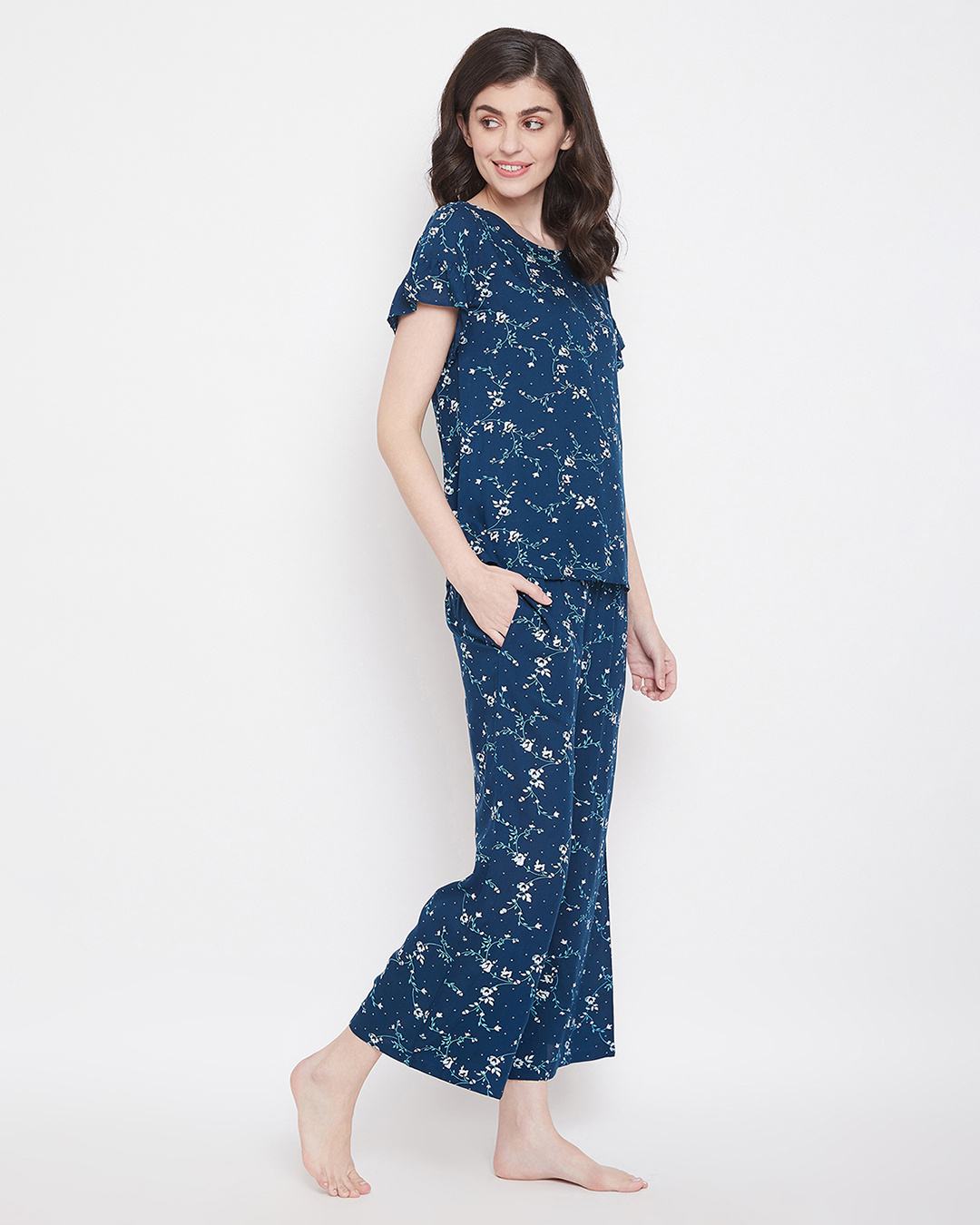 Shop Women's Blue All Over Printed Co-ordinates-Back
