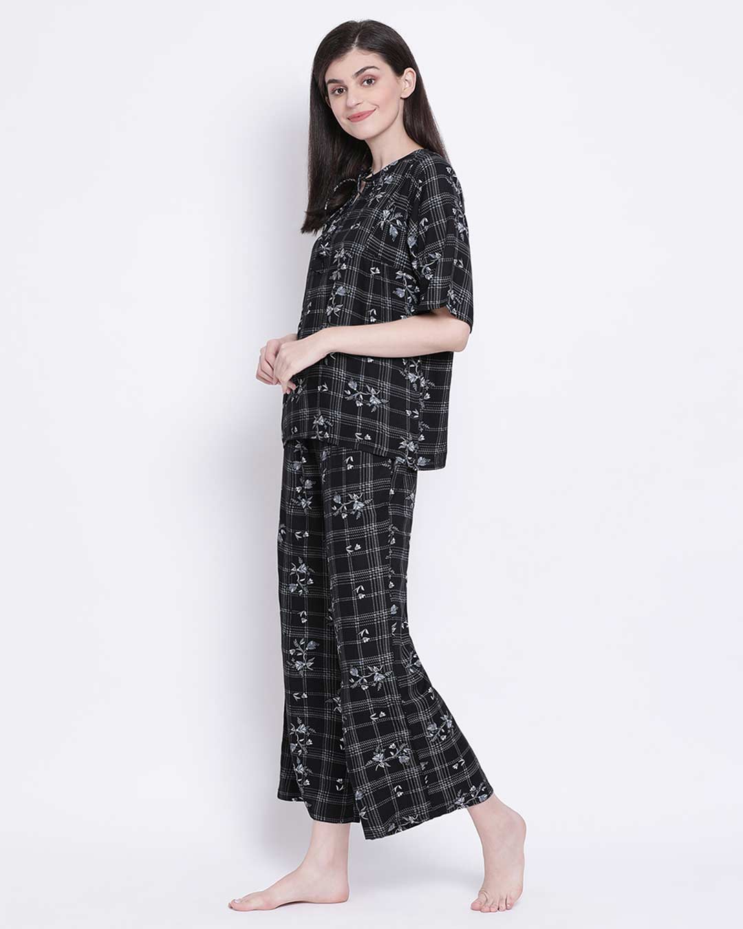 Shop Rayon Printed Top & Pyjama Set-Back