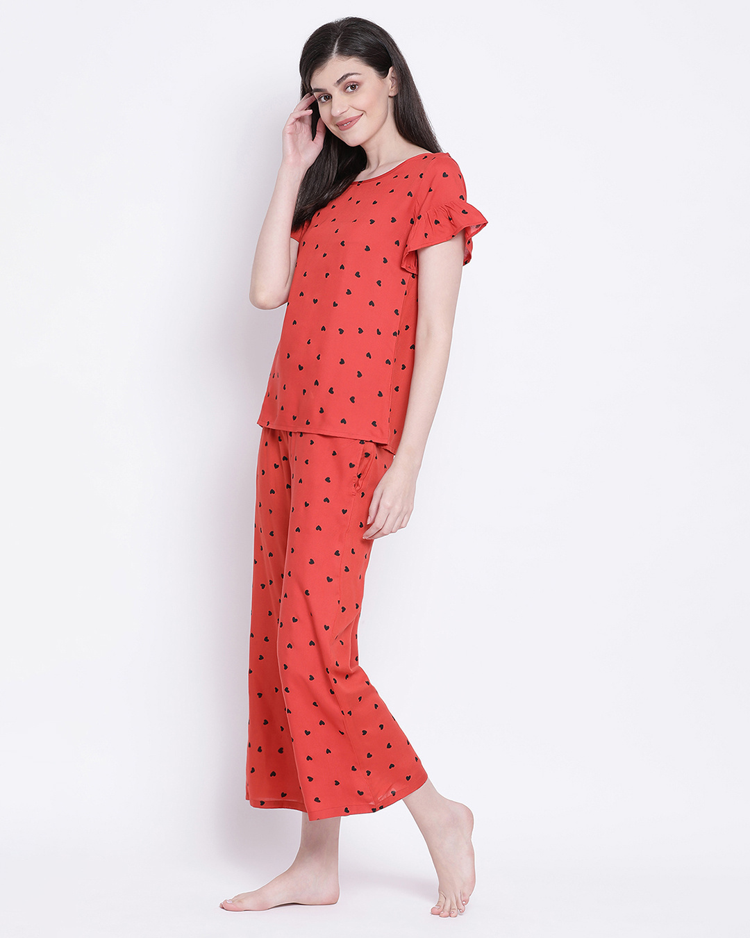 Shop Rayon Printed Top & Pyjama Set-Back