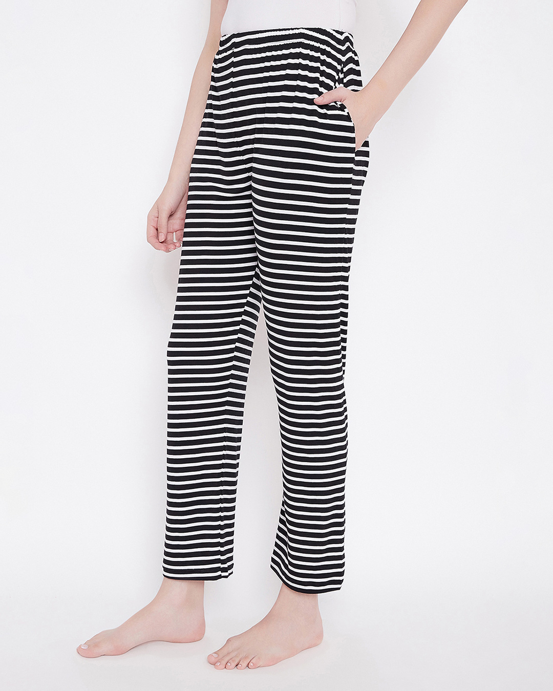 Shop Sassy Stripes Pyjamas In Black & White-Back