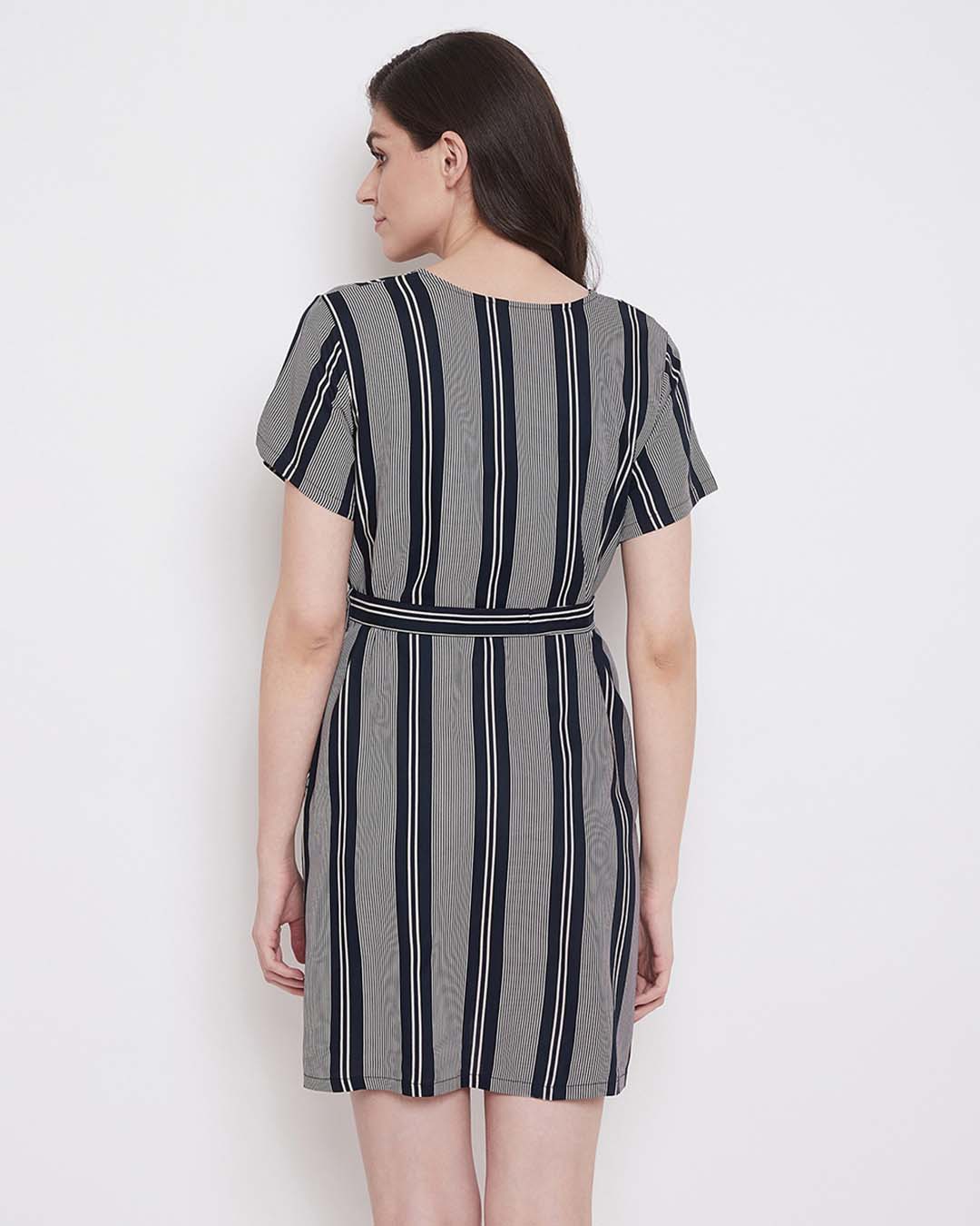black and grey striped dress