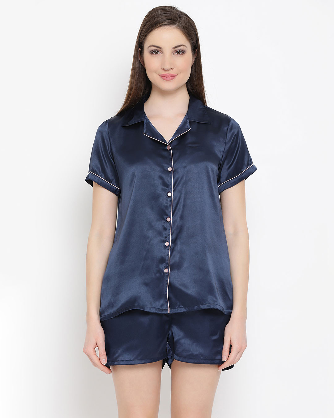 women's satin button down shirt