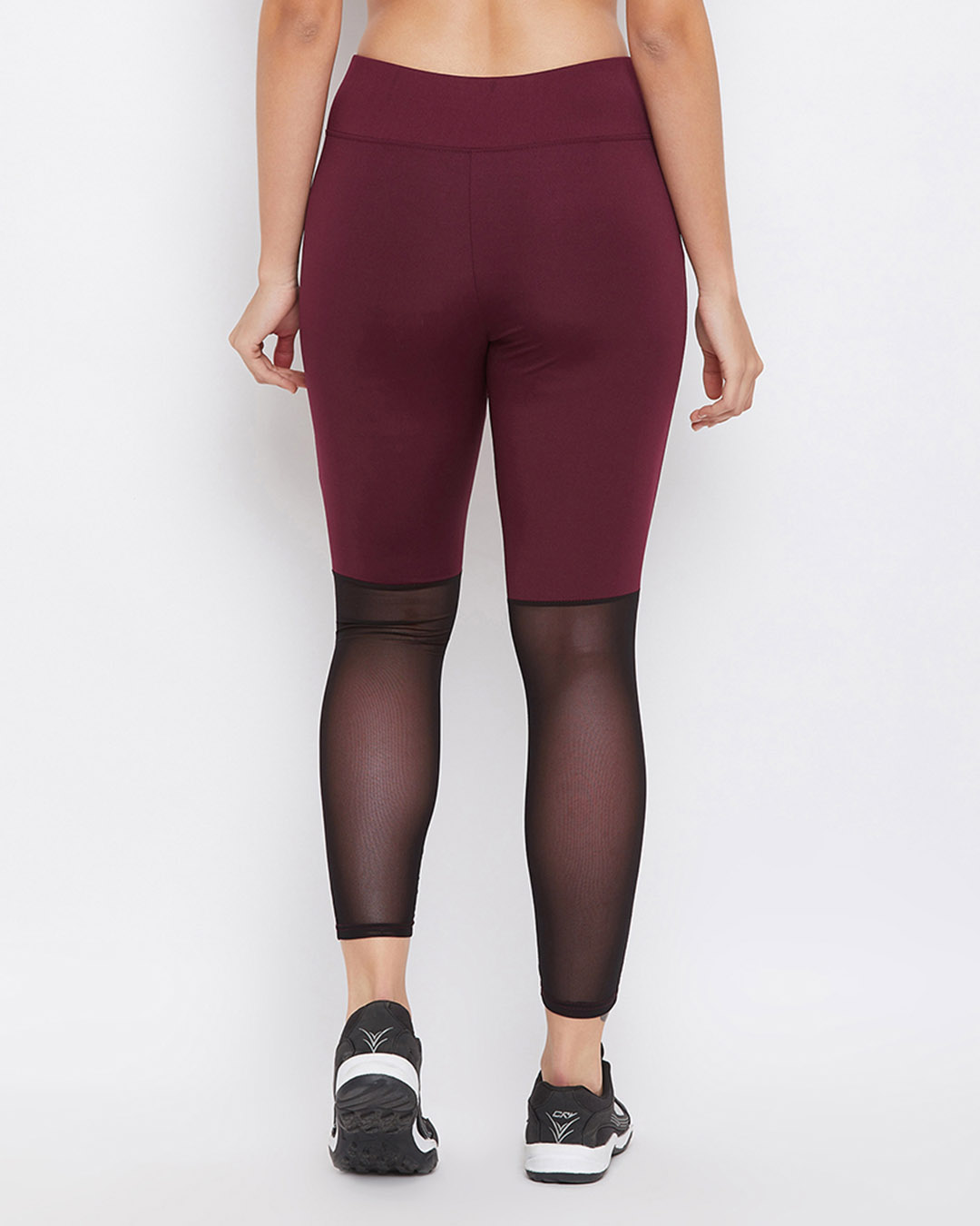Shop Snug Fit Active Ankle Length Tights In Maroon-Back