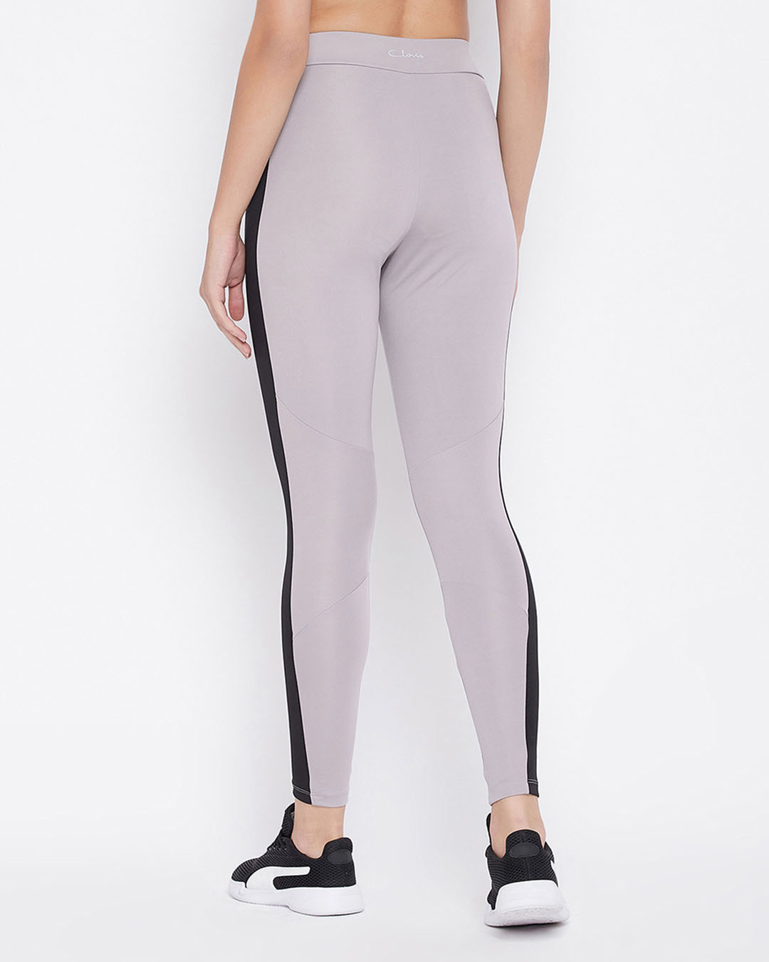 Shop Snug Fit Active High Rise Ankle Length Tights In Grey-Back